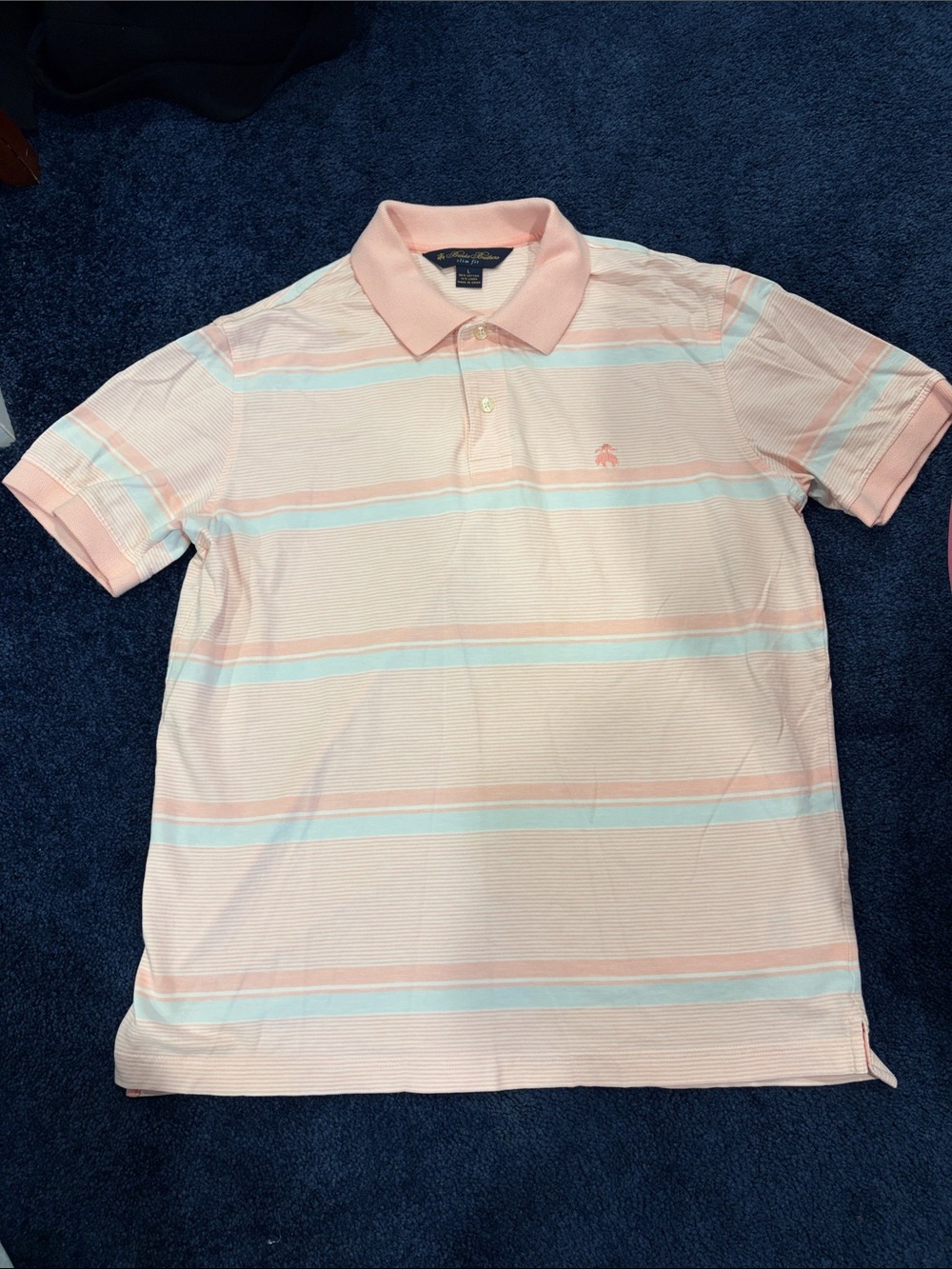 Brooks Brothers Pastel Pink & Light Blue Striped Polo